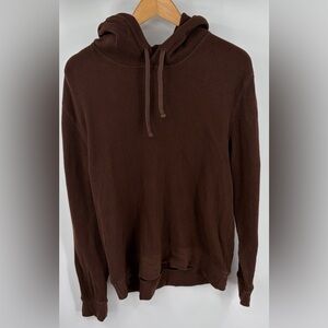 Everlane men’s brown waffle knit pullover hoodie casual size L
